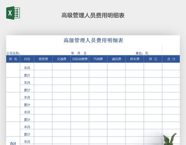 高级管理人员费用明细表
