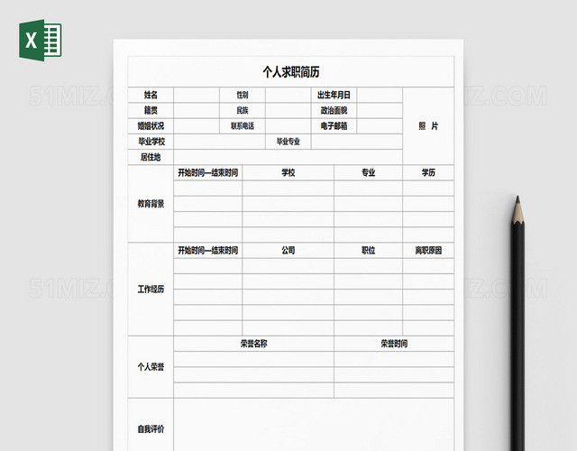 EXCEL通用版个人简历  EXCEL通用版个人简历