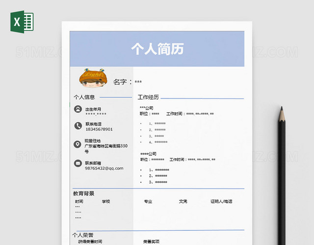 个性化EXCEL求职简历