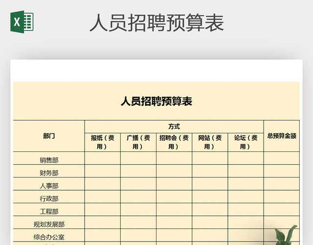 EXCEL人员招聘预算表