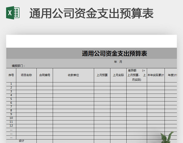 通用公司资金支出预算表