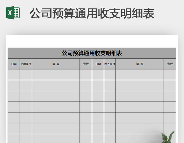 公司预算通用收支明细表