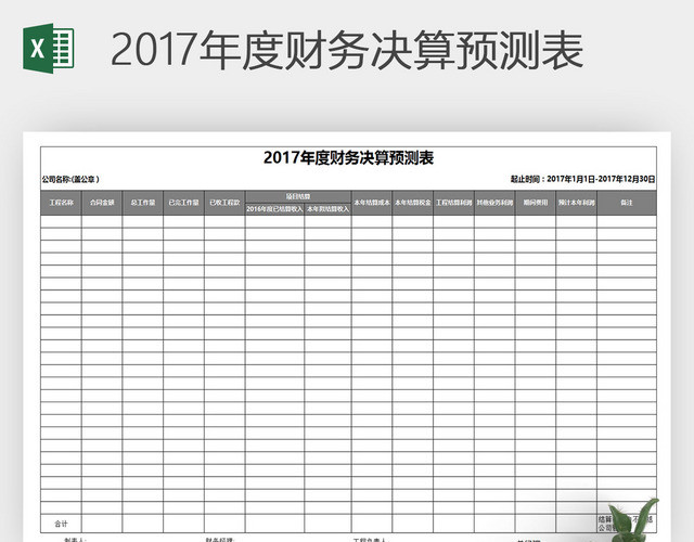 EXCEL2017年度财务决算预测表