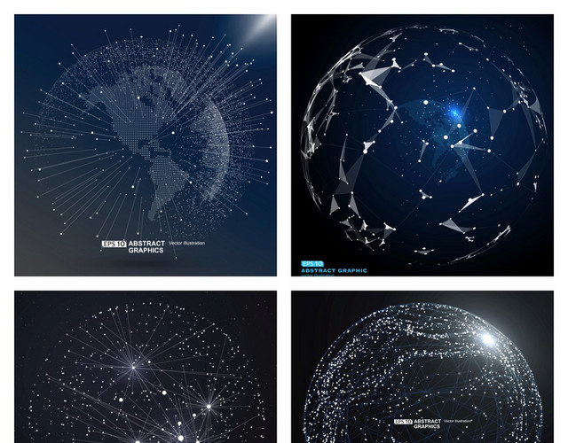 4个矢量科技线条抽象地球背景素材