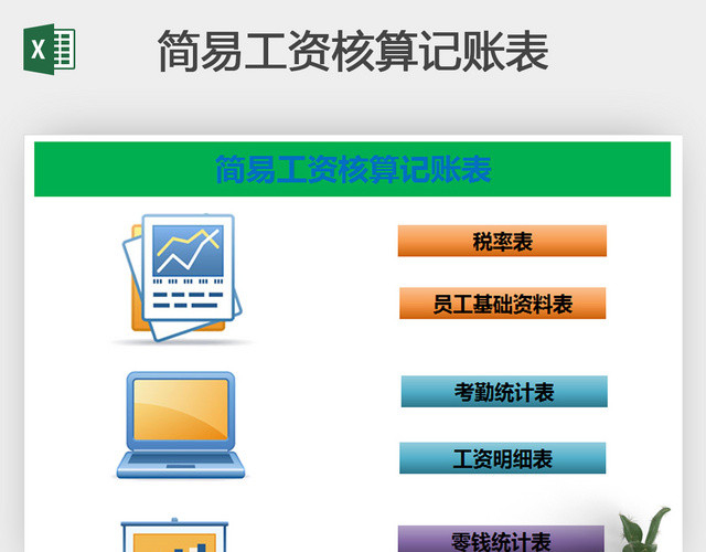 简易工资核算记账表EXCEL模板