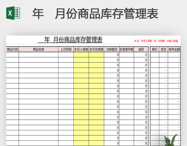 商品库存管理表模板