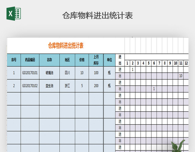 仓库物料进出统计表下载