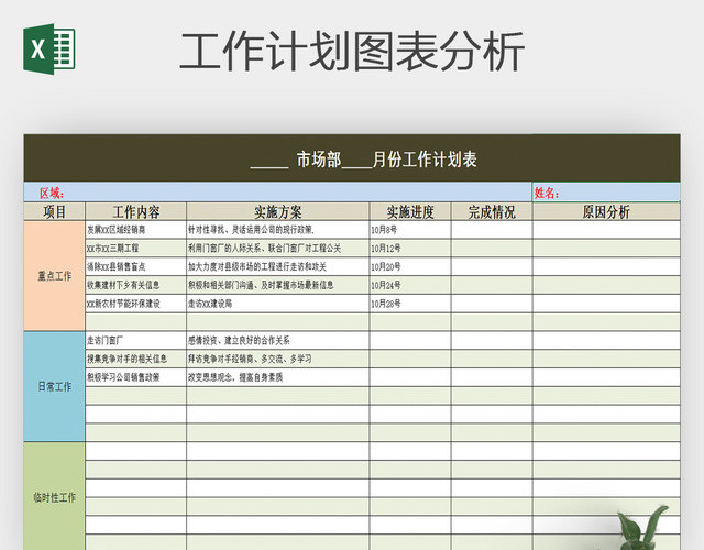 公司部门年度月度工作计划表EXCEL