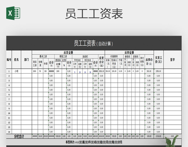 员工考勤表超实用全自动计算EXCEL模板