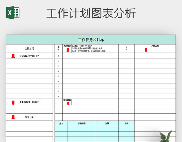 周工作计划进度表通用EXCEL表格模板