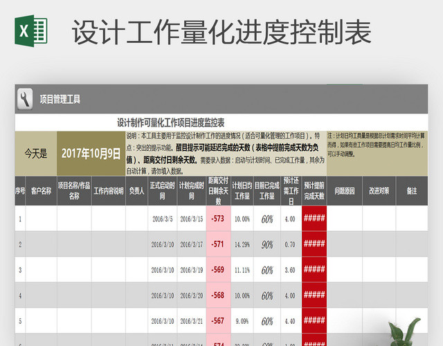 工作量化进度控制表EXCEL模板下载