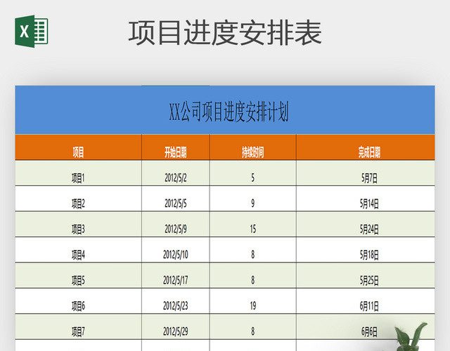 通用EXCEL项目进度安排计划图甘特图