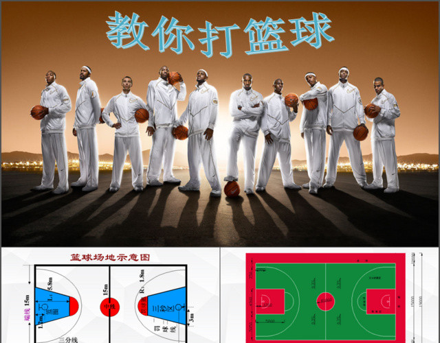 零基础篮球介绍与篮球教学动态PPT模板