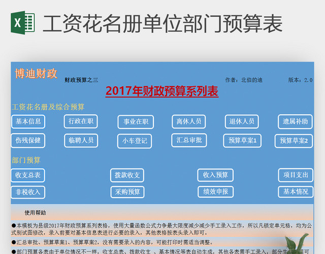 部门预算系列表EXCEL表
