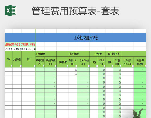 管理费用预算表