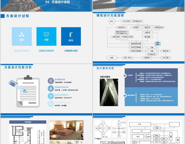 建筑设计企业商务培训展示蓝色简洁PPT模板
