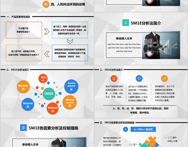 彩色教育人机料法环测5MIE图文结合流程图案例分析PPT