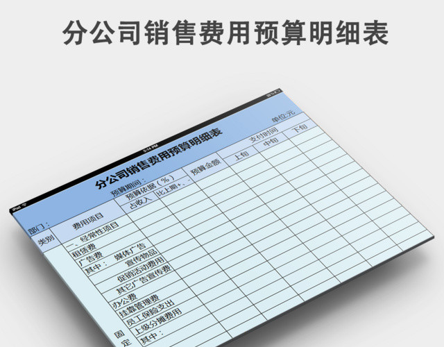 分公司销售费用预算明细表