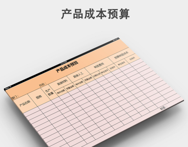 产品成本预算下载