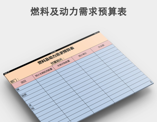 燃料及动力需求预算表