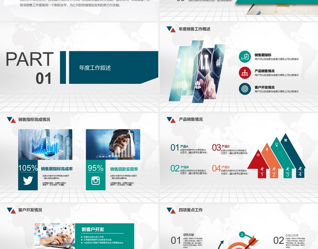 2020年销售部工作总结计划PPT模板