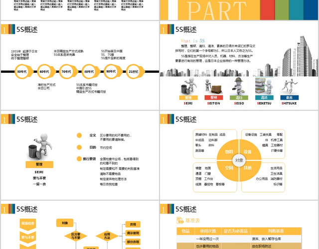五色5S现场管理培训企业公司PPT模板