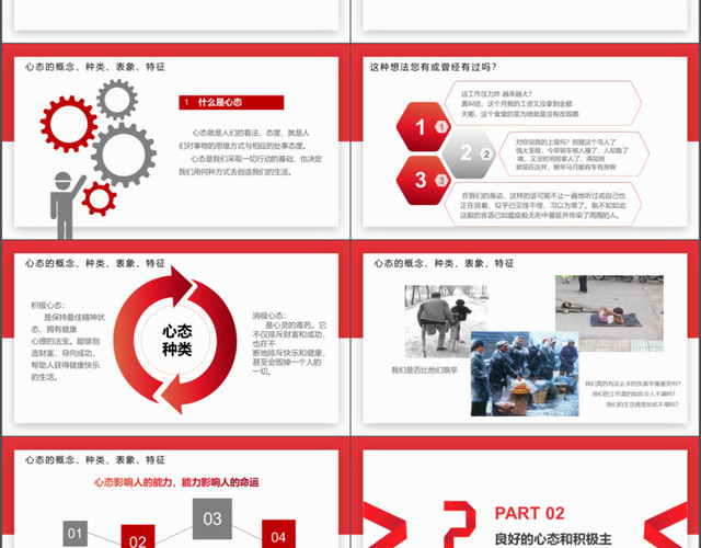 红色员工心态沟通技巧培训知识大气通用PPT模板
