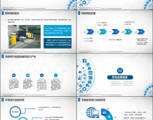 蓝色商务物联网介绍培训科技信息动态PPT模板