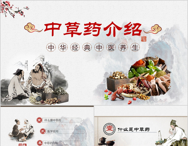 传统中医养生中草药介绍中国风动态PPT模板