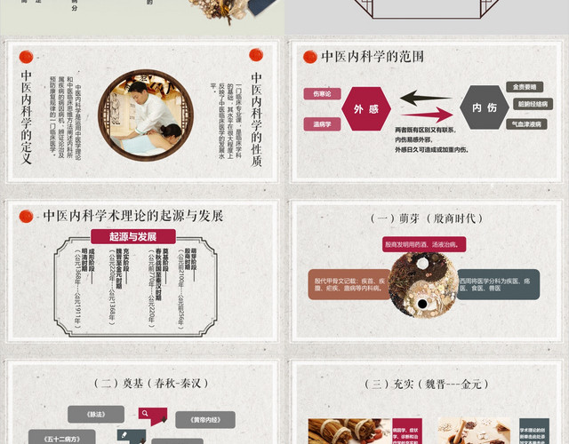 中国风优雅中医内科学课程教学传统中医培训课程PPT