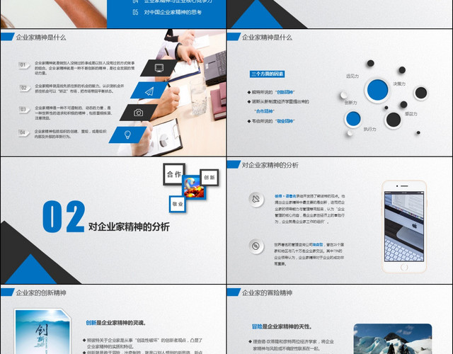 蓝色商务通用企业家精神培训企业文化企业精神PPT模板