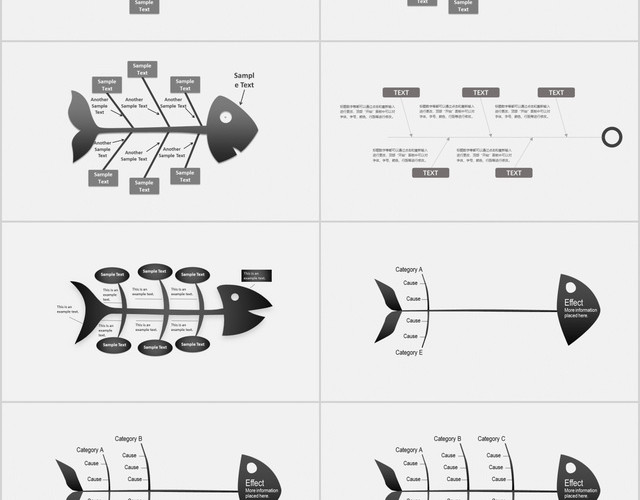 鱼骨图图文结合PPT模板