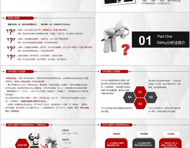 生产培训系列课程5WHY问题分析法 红色课件培训PPT模板