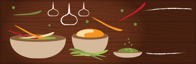 厨房美食卡通插画BANNER素材