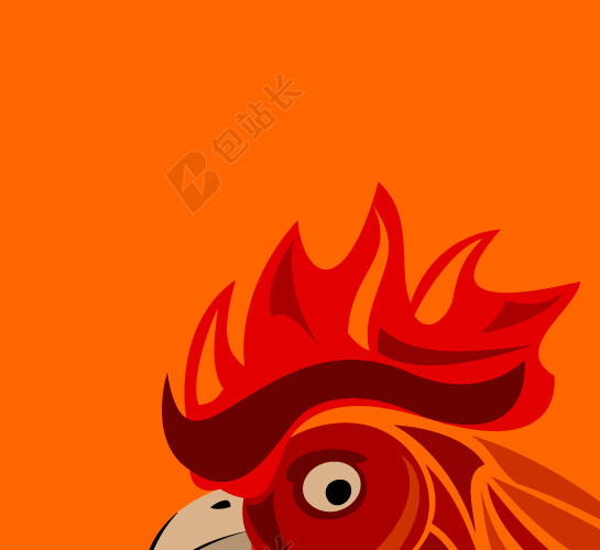 手绘红色鸡BANNER素材