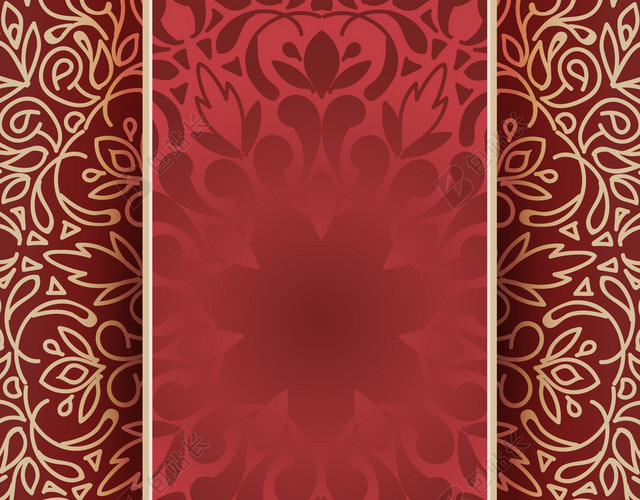 红色古风花纹装饰素材