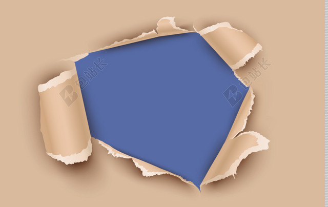 蓝色撕纸
