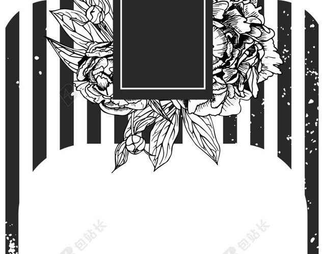 黑白线条花纹背景图