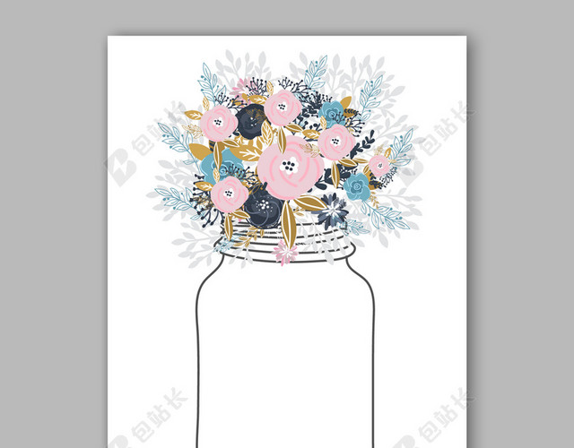 一束花插瓶底图