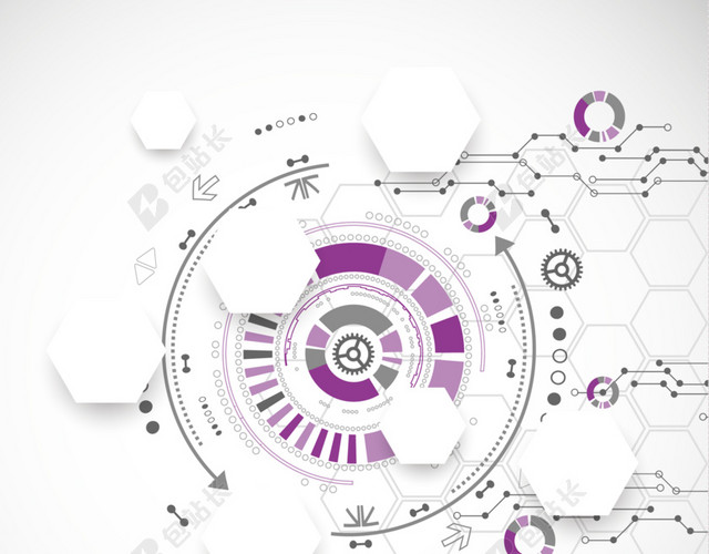 科技齿轮点线六边形背景