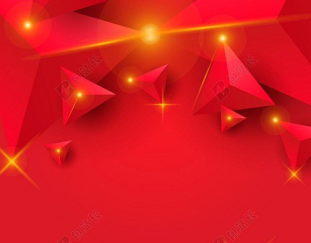 光点三角立体红色背景图