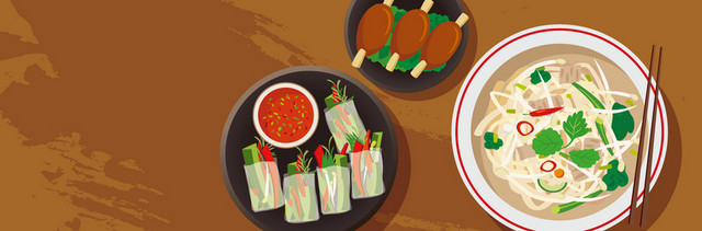 餐桌上的美味食物背景图