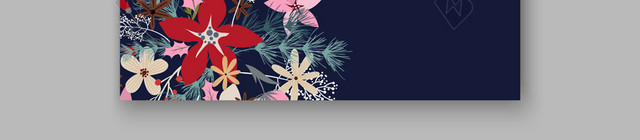 彩色花簇叠加篮色背景图