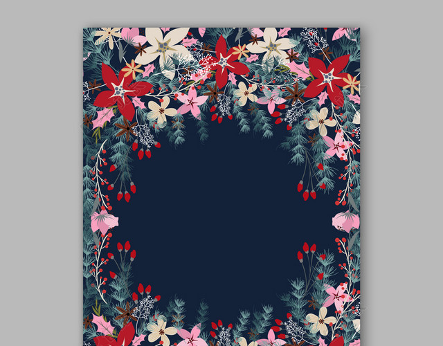 彩色花簇花环篮色背景图