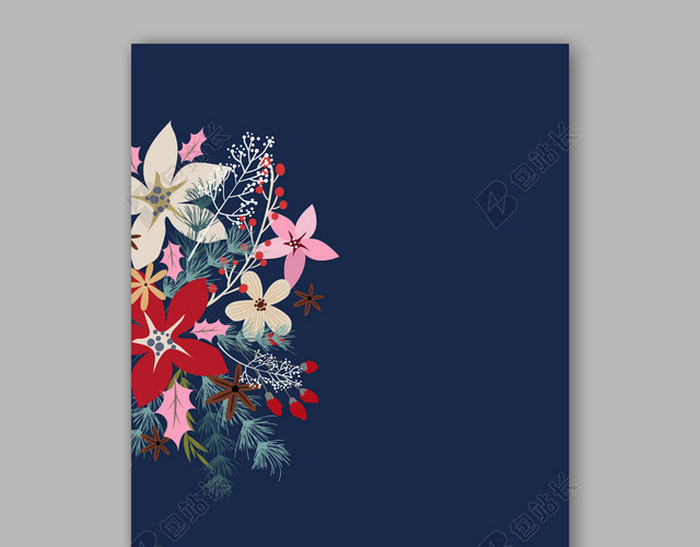 彩色花簇篮色背景
