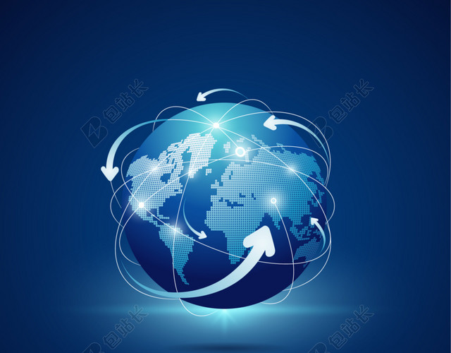 科技信息线体箭头地球背景图