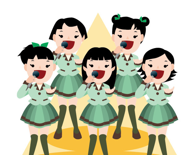 卡通女孩合唱团素材