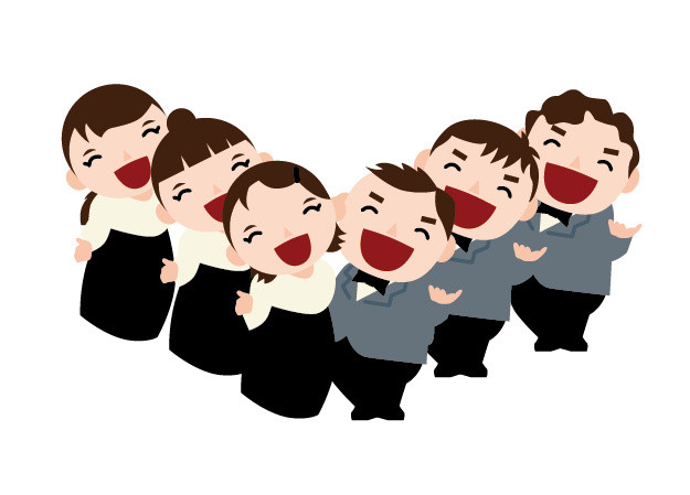 卡通儿童合唱团插画素材