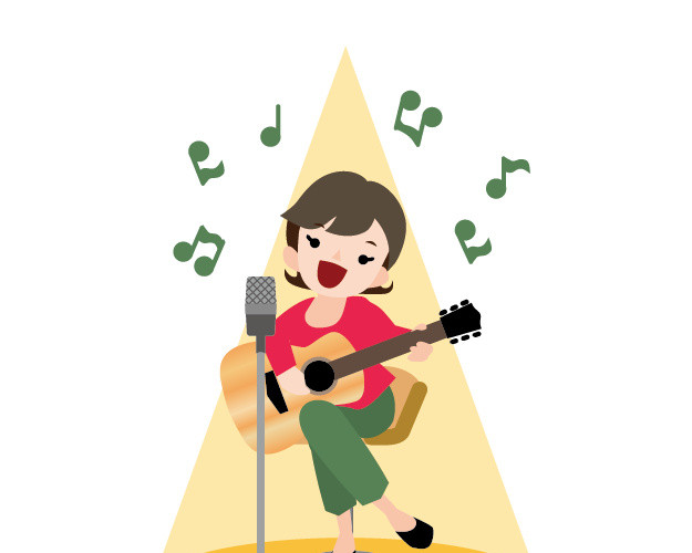 儿童吉他弹唱才艺卡通插画