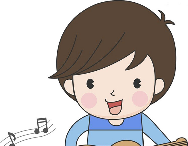 儿童吉他才艺卡通插画